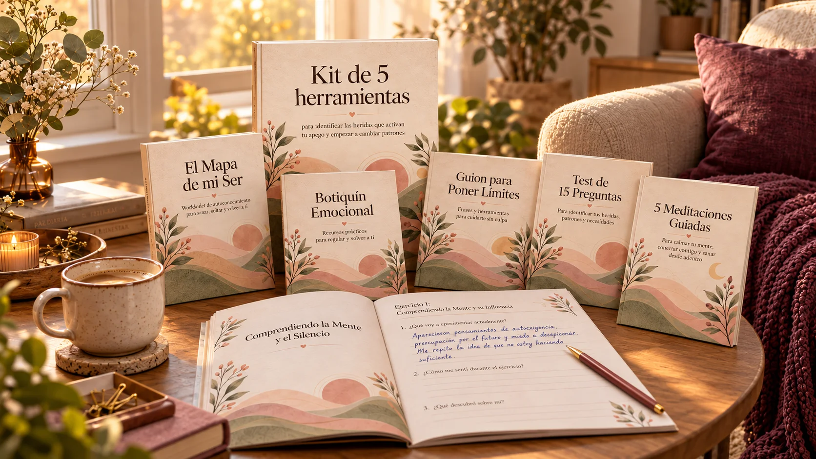 Kit de 5 herramientas: El Mapa de mi Ser, Test de 15 Preguntas, Botiquín Emocional, Guion para Poner Límites y 5 Meditaciones Guiadas